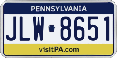 PA license plate JLW8651