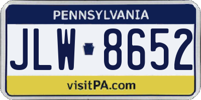 PA license plate JLW8652