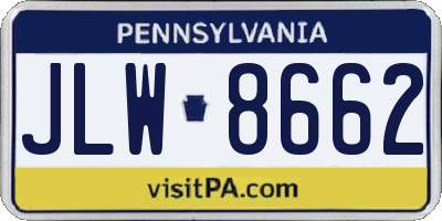 PA license plate JLW8662