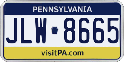 PA license plate JLW8665