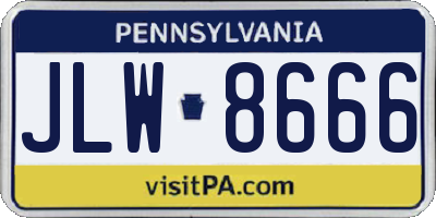 PA license plate JLW8666