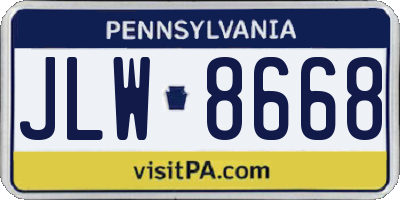 PA license plate JLW8668