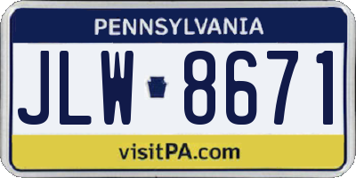 PA license plate JLW8671