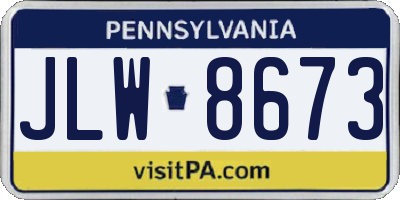 PA license plate JLW8673