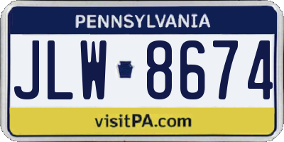 PA license plate JLW8674