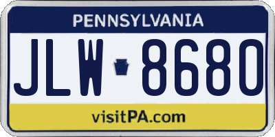 PA license plate JLW8680
