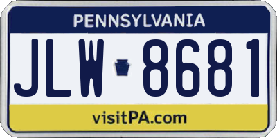 PA license plate JLW8681