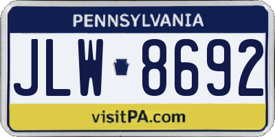 PA license plate JLW8692