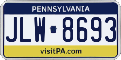 PA license plate JLW8693