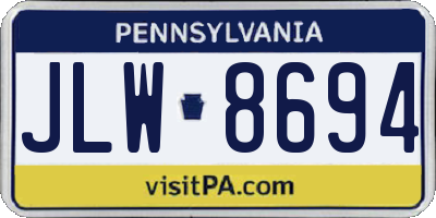 PA license plate JLW8694