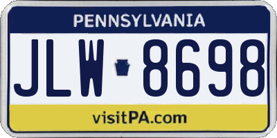 PA license plate JLW8698