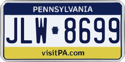 PA license plate JLW8699