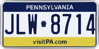 PA license plate JLW8714