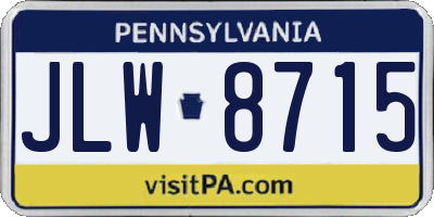 PA license plate JLW8715