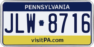 PA license plate JLW8716