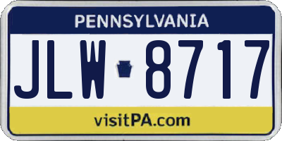 PA license plate JLW8717
