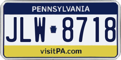 PA license plate JLW8718