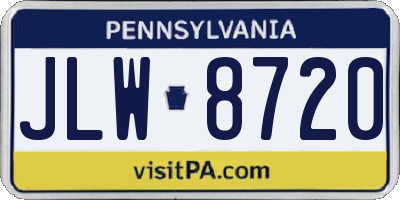 PA license plate JLW8720
