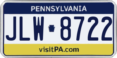 PA license plate JLW8722