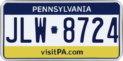 PA license plate JLW8724