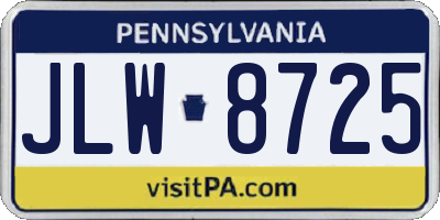 PA license plate JLW8725