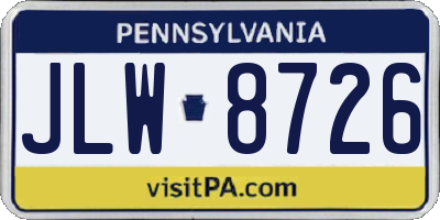 PA license plate JLW8726