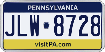 PA license plate JLW8728