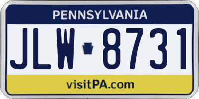 PA license plate JLW8731