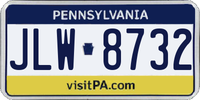 PA license plate JLW8732