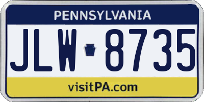 PA license plate JLW8735