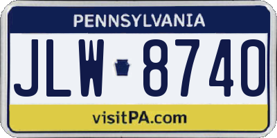 PA license plate JLW8740