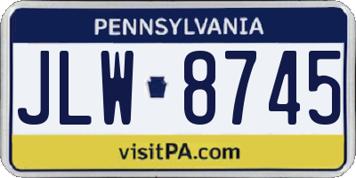 PA license plate JLW8745