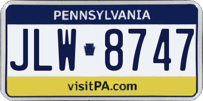 PA license plate JLW8747