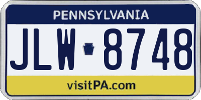 PA license plate JLW8748
