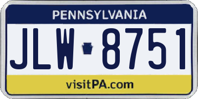 PA license plate JLW8751