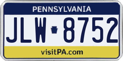 PA license plate JLW8752