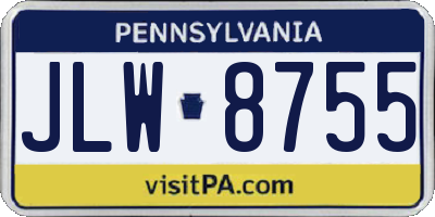 PA license plate JLW8755