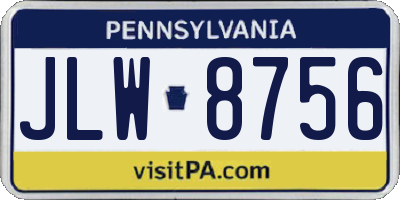 PA license plate JLW8756
