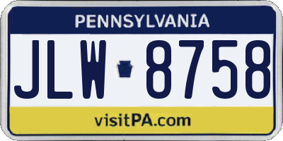 PA license plate JLW8758
