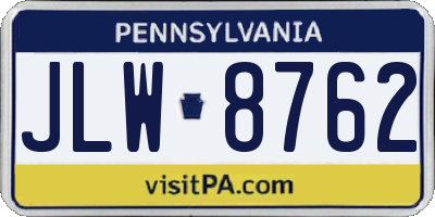 PA license plate JLW8762