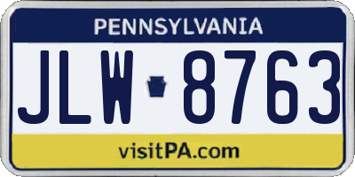 PA license plate JLW8763