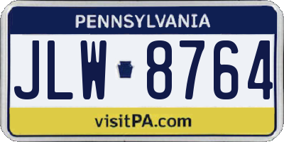 PA license plate JLW8764