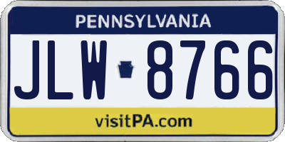 PA license plate JLW8766