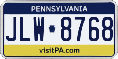 PA license plate JLW8768