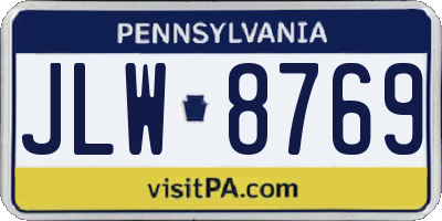 PA license plate JLW8769
