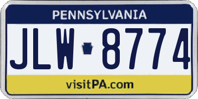 PA license plate JLW8774