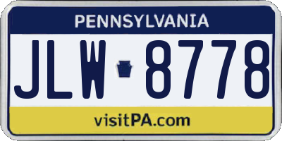 PA license plate JLW8778