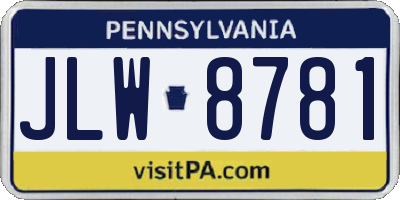 PA license plate JLW8781