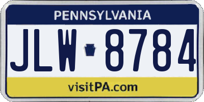 PA license plate JLW8784