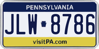 PA license plate JLW8786